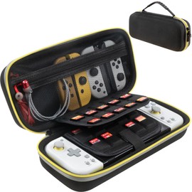 ButterFox Large Carrying Case for Hori Split Pad Compact with 20 Game Holders (18 Physical + 2 digital) - Black/Yellow