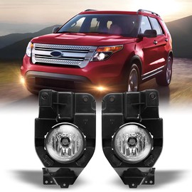 Nixon Offroad Fog Light Set for 2011-2015 Ford Explorer w/Bulb H11 12V 55W + Black Bezel Cover, Driving Fog Light Lamp Assembly, Fog Lamp Replacement Clear Lens