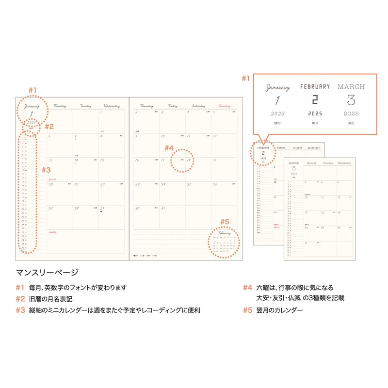 Elcomune Matka DR-MG-491 Monthly B6 Notebook, Begins in January 2025,