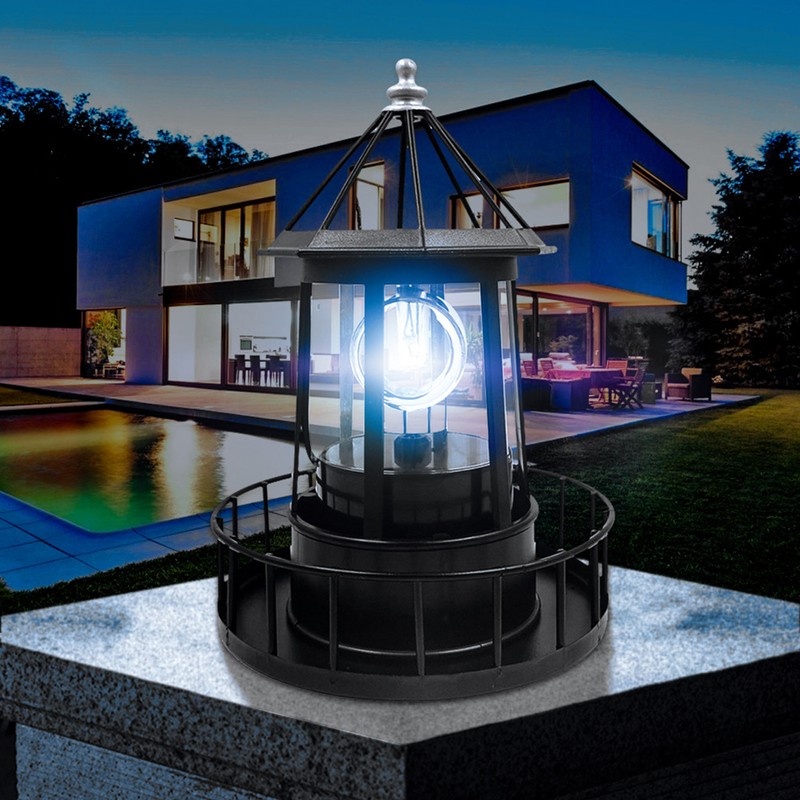 LED Solar Rotating Lighthouse Light Solar Garden Lights Outdoor Garden