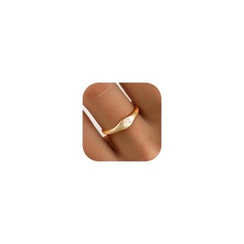 Fohufo Gold Initial Rings for Women Men - Gold Rings for Women, Letter Ring Jewelry for Woman (Letter R)