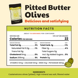 Olive My Pickle Green Olives Pitted Butter 144 oz | 9 Pack Bundle of Healthy Live Culture Castelvetrano Olives Pitted for Gut Health | Perfect Olive Snack Packs for Paleo Diets & More - 16oz per bag