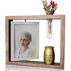 Twotigers 2.8’’ Small Urn for Human Ashes and Memorial Picture Frame Hold a 4’’ x 6’’ Photo, Mini Keepsake with, Golden Medium Urn Brown Photo Frame