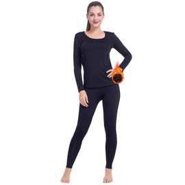MANCYFIT Thermal Underwear for Women Long Johns Set Fleece Lined Ultra Soft Scoop Neck