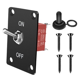 HOKAAER Heavy Duty Toggle Switch ON-Off 12V DC 30A 2 Pin 2 Position SPST Waterproof Marine Toggle Switch with Aluminum Mounting Panel, Boot Cover Cap for Auto Car Marine Boat