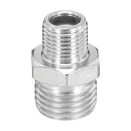 PATIKIL 1/8-1/4 Conversion Adapter Thread Fitting Airbrush Fitting Air Hose Adapter 1 Piece 1/8" BSP Male to 1/4" BSP Male Fitting Metal for Air Compressor