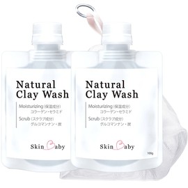 SkinBaby Facial Cleansing Foam, Foam Facial Cleanser, Dark Pores, Mud, Face Wash, Additive-Free, Sensitive Skin, Dry Skin, Face Wash, Organic, 3.5 oz (100 g) x 2