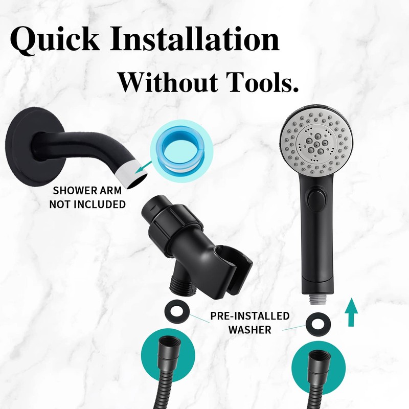 DOILIESE High Pressure 6 Setting Shower Head with Handheld, Shower