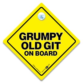 Grumpy Old Git Car Sign, Baby on Board Sign, Elderly Driver Sign, Old Driver Car Sign, Joke Car Sign, Senior Driver Sign, Elderly Driver Car Sign14cm x 14cm x 2cm