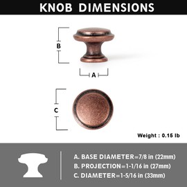 Yanxia Set of 12 Antique Copper Cabinet Knobs – Rounded Tiered Shape Vintage Kitchen Hardware Contemporary Drawer Handles