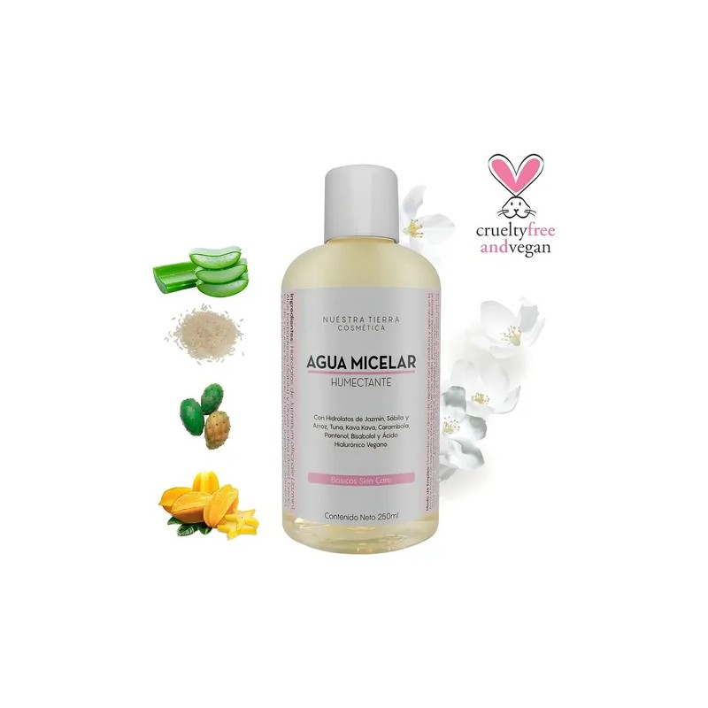 Agua Micelar Orgánica Jazmín Y Ac. Hialurónico Vegano 250ml
