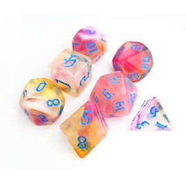 vvpesca Pink DND Dice Set – Polyhedral Dice Set for TTRPGs,Dungeon and Dragons,Role Playing Games – D20 System Dice Yellow Blue Pink Mixed Dice