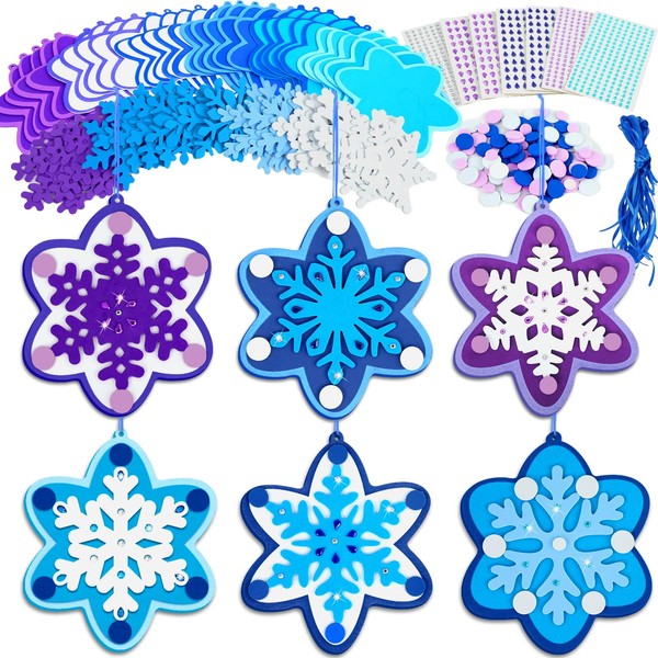 QOUBAI 30 Sets Winter Snowflake Crafts Kit Snowflake EVA Foam