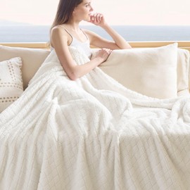 Bedsure White Twin Blankets for Couch, Soft Cozy Fleece Bed Blanket for Girls Women, Warm Cute Small Gift for Winter, 60x80 Inches