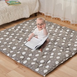 NapCure Baby Play Mat for Floor,50”×50” Thick Ultra Soft Playpen Baby Mat for Playing,Non-Slip Baby Crawling Playmat for Babies and Toddlers, Floor Tummy time(Cloud)