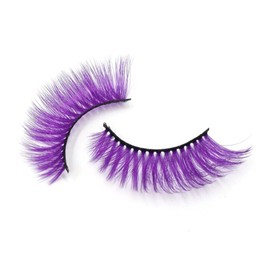 Alluring Synthetick Mink Lashes Reusable Strip False Eyelashes Hand-made Cat-Eye, Fun Color Lashes - PURPLE
