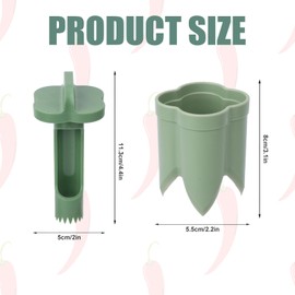 2 in 1 Pepper Corer, Bell Pepper Cutter 2 in 1 Fruit Pepper Corer Pepper Remover Seed Pepper Corer And Deseeder Slicer for Kitchen Home Family Camping(Green)