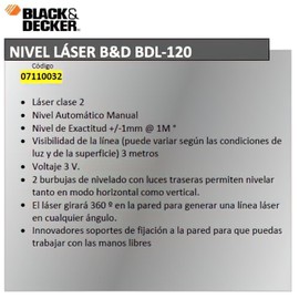 BLACK+DECKER BDL120 Manual Laser Level