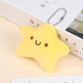 Rohyu 1Pack Cute Plush Keychain, Kawaii Capybara Star Siamese Cat Small Charm Backpack Accessories, Car Keychain for Women, Star