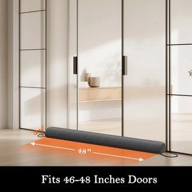 Sunolga Door Draft Stopper Blocks Hot and Cold Air with Removable Washable Cover for Bottom of Door, All-Season Seal for Noise, Light, Wind, Door Sweep for Gaps Up to 3", Home Essentials, 48", Gray