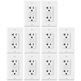 ELECTECK 10 Pack GFCI Outlets 20 Amp, Non-Tamper Resistant, Decor GFI Receptacles with LED Indicator, Ground Fault Circuit Interrupter, Wallplate Included, ETL Listed, White