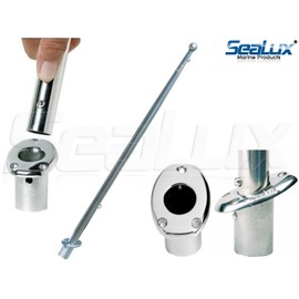 SeaLux Marine Heavy Duty 24 inch (3/4" Dia. Stock) Flag Staff Pole for 12 to 16" Flag with Spring Release Lock Push Button