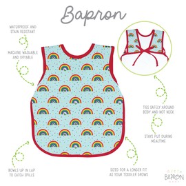 BapronBaby Eric Carle Rainbow Caterpillar Bapron - No Neck Tie Safer Bib for Baby & Toddler - Soft Waterproof Stain Resistant - Machine Washable - Sz Baby/Toddler 6m-3T