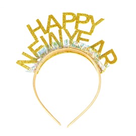 Lyqaq 1 Pcs Happy New Year Headband, Christmas Hair Hoop Photo Props Headwear New Years Eve Party Supplies 2025 Happy New Year Party Headpiece New Years Party Favor, for Kids Adult Party Favors