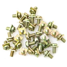 PZRT 32pcs M4x8 Terminal Block Screws with 8x8mm Square Washers, Color Zinc Plated Carbon Steel, Galvanized Yellow