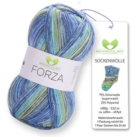 MeriWoolArt® Sock Wool 4-Ply - 100 g Merino Wool Yarn for Knitting & Crocheting, 75% Virgin Wool (Superwash), 25% Polyamide, 420 m - Ideal for Socks for Men and Women, Sweaters & Cardigans 2603