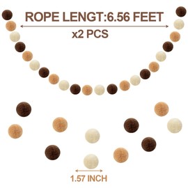 XmasExp Fall Pom Pom Garland Decorations - Large Felt Ball Garland for Mantle, Indoor Home Decor, Tree Ornaments, Kids Room and Party Hanging Decor,13 Ft.