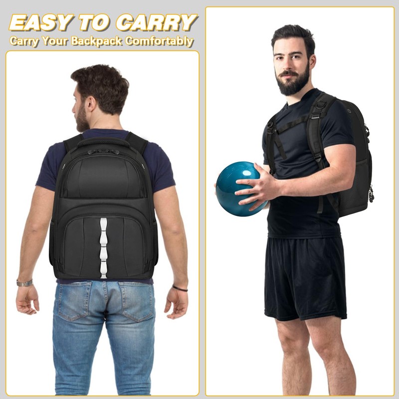 2 Ball Bowling Backpack,Bowling Ball Bag with Shoe Compartment &
