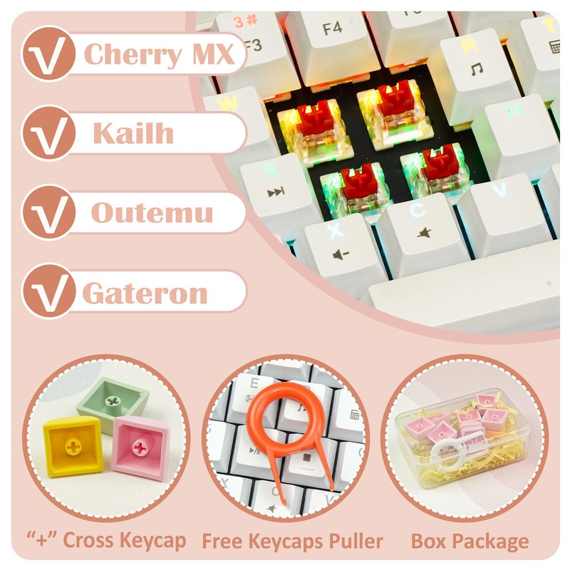 6 PCS Cat Keycaps for Cherry MX Keyboards - Cute