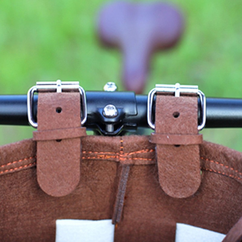 Felt Bicycle Basket Felt Cloth Foldable Detachable Brown and White