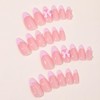 24Pcs French Press on Nails Almond Fake Nails Cute Pink