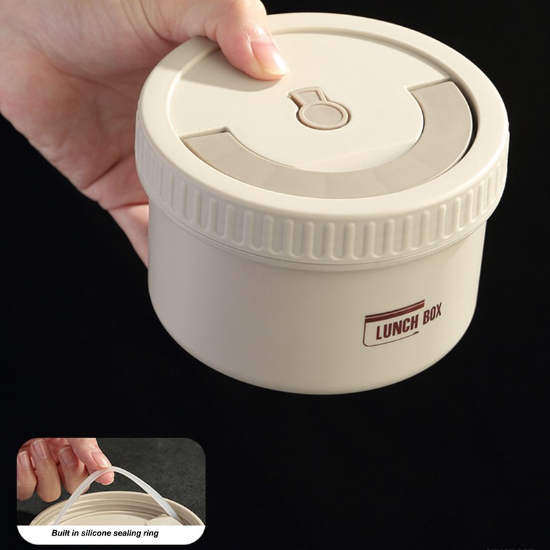 Bento Box Round Lunch Box Coffee Brown Stainless Steel Leakage