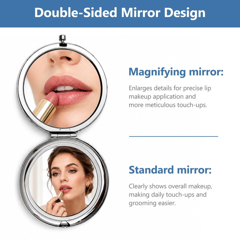 2 Pack Metal Compact Travel Mirrors, Blank DIY Double-Sided 2X