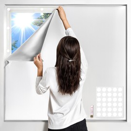 DUOFIRE Blackout Curtains for Bedroom 79" x 57", Portable Window Blackout Blinds No Drill Room Darkening 100% Blackout Shades Temporary Blackout Window Cover for Nursery Travel RV (Silver-Silver)