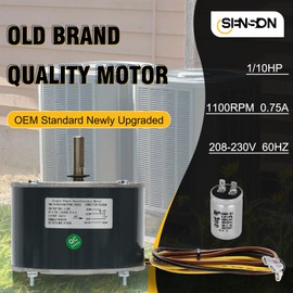 Upgraded 5KCP39BGS069S Condenser Fan Motor, 1/10 HP 1100 RPM 208/230V,OEM Replacement for Genteq # 3S001, Fasco # G3907, Dayton # 6DLL0 with Metal Capacitor