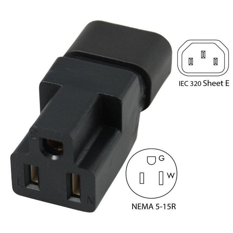 Toptekits Adapter Nema 5-15r to C14, IEC C14 Male to