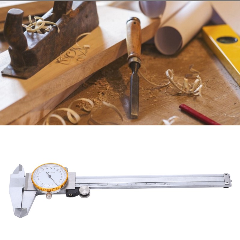 0150mm Dial Caliper Steel ShockProof Adjustable Vernier Caliper with Depth