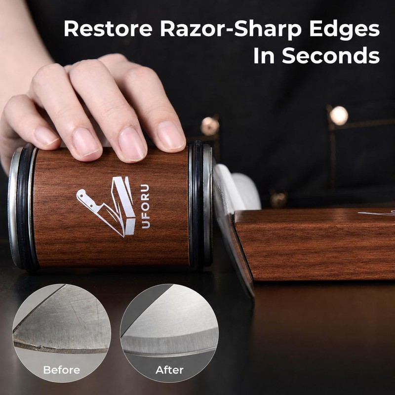 UFORU Rolling Knife Sharpener Kit, Knife Sharpener Tool with 15°