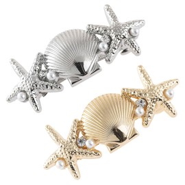 Starfish Hair Barrettes, Rhinestones Vintage Hair Clips, Sea Shell Hairgrip Wedding Hair Headwear Accessories for Women Girls (Tpye B)