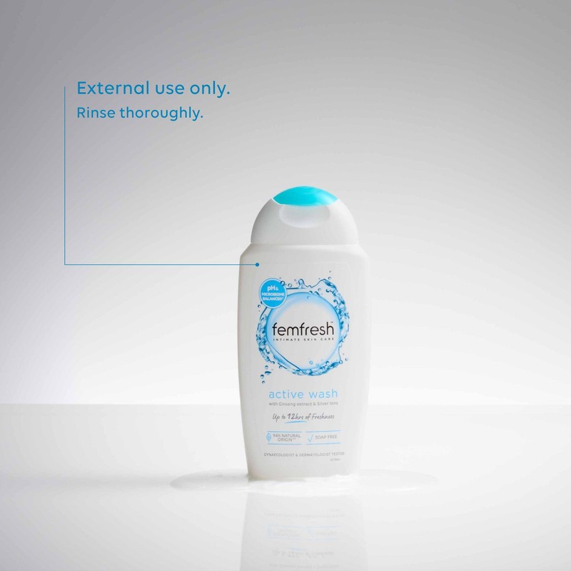 Femfresh Active Intimate Wash, Feminine Hygiene Shower Gel Cleanser, pH