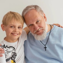 IEFLIFE Grandpa Gifts Grandpa Cross Necklace, Black Cross Necklace Grandpa Jewelry Grandpa Fathers Day Christmas Gifts for Grandpa Religious Christian Gifts for Grandpa Men