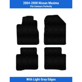 Light Gray Edge Custom Fit Front & Rear Carpet Floor Mats, Black, Compatible with Nissan Maxima 2008 2007 2006 2005 2004