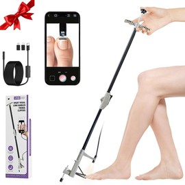 LookFox HD 내시경 및 LED 조명, 32인치 접이식 알루미늄, 조절 가능한 지지 다리, 두꺼운 손톱을 위한 스테인리스 스틸 칼날, 노인, 과체중 사용자를 롱 핸들 발톱 LookFox HD Endoscope with LED Light, 32" Foldable Aluminum, Adjustable Support Leg, Thick Nails Stainless Steel Blade, Long Handle Nail Clippers for Elderl