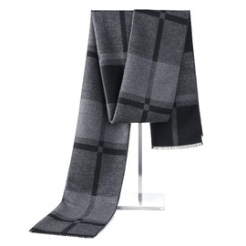 Century Star Cosy men's scarf, unisex knitted scarf, warm and stylish, black grey square