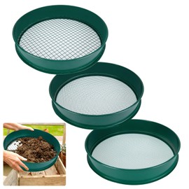 Soil Sifter, 3PCS Soil Sifter Set for Gardening, Stainless Steel Sifter（1/2", 1/4", and 1/8"）