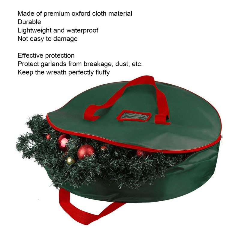 Christmas Wreath Storage Bag 600D Oxford Cloth Waterproof Tear Resistant